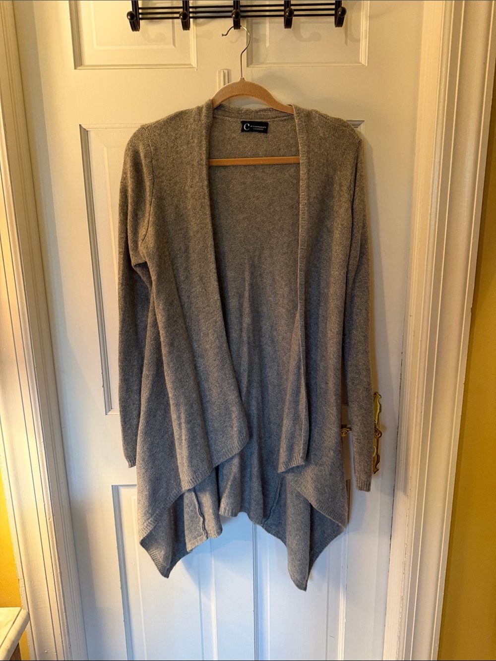 Bloomingdale's Gray Open-Front Draped Cardigan